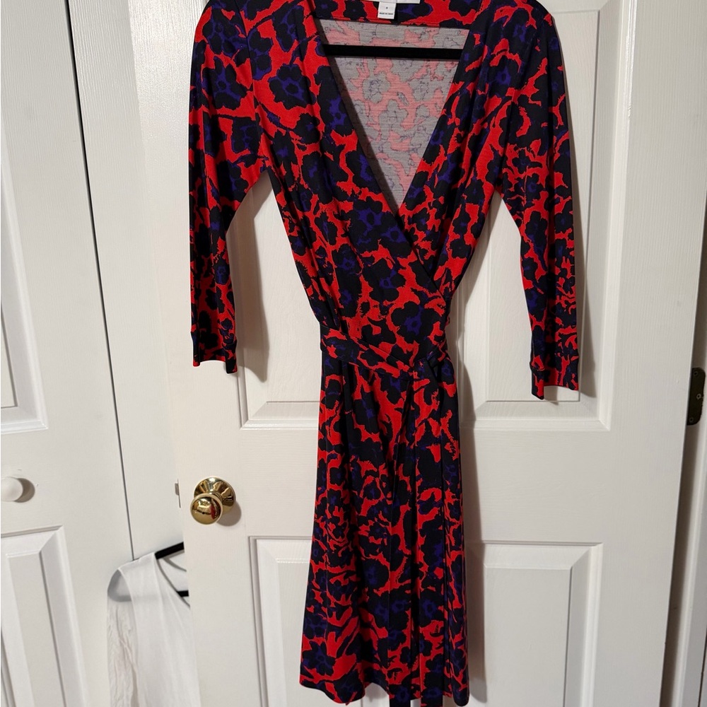 Diane Von Furstenberg Red and Blue Floral Dress